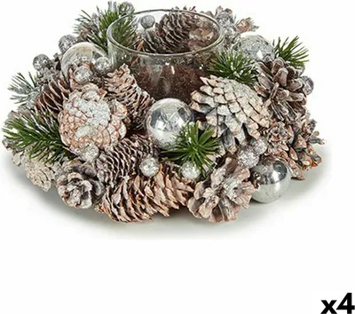 Zdjęcie produktu dla Świeczniki bożonarodzeniowe Krist+ Biały Przezroczysty Srebrny 19 x 9 x 19 cm (4 sztuki)