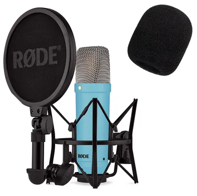 Productafbeelding van Rode NT1 Signature Blue microfoon, blauw, met popfilter