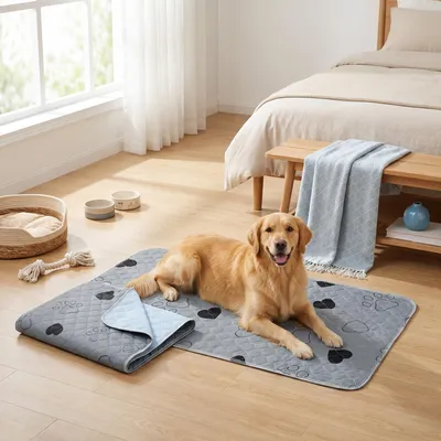 Obrázek produktu pro FEANDREA, sada 2 kusů, omyvatelné podložky pro štěňata, savé a nepromokavé podložky pro psy, rozměry 100 x 70 cm, barva: šedá