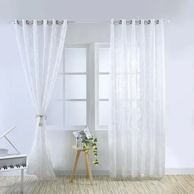 Produktbild von Zwei Wohnzimmer-Gardinen - 100 x 270 cm - Weiss