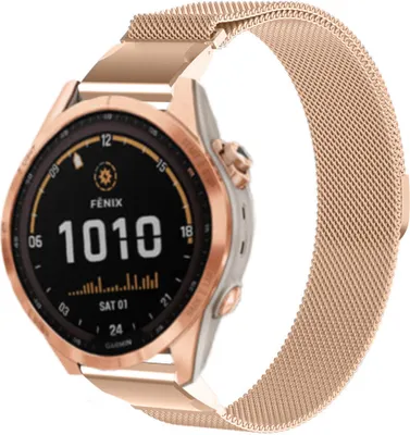 Produktbild von Strap-it Milanese Armband - Kompatibel mit Garmin Fenix 7s Armband Hochwertiges Material -Edelstahl Magnetische verschluss für Armband Rosa Gold20mm smartwatch