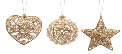 Produktbild von Christbaumschmuck Herz Kugel Stern Metall Ø 10 cm 1 Stück Champagner