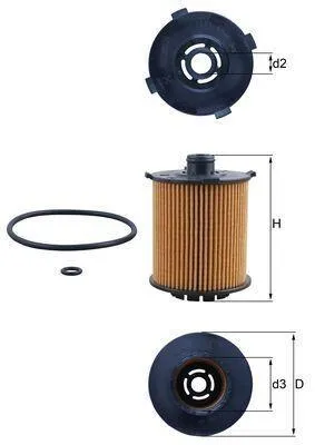 Produktbild von Ölfilter MAHLE OX 1357D Filtereinsatz für VOLVO XC40 (536) XC60 II (246) XC90 II (256) S90 II (234) S60 III (224)