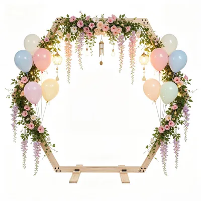 Produktbild von Holzdekoration für ein Hochzeitspavillon in Hexagonform