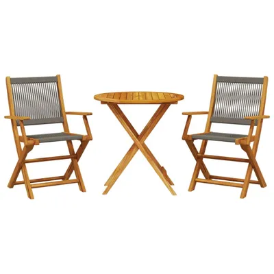 Produktbild von 3-tlg. Bistro-Set Grau Polypropylen und Massivholz