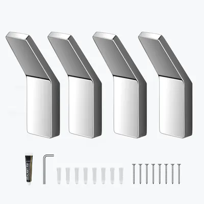 Produktbild von doporro 4 Stück Garderobenhaken Zinklegierung, Kleiderhaken Wand, selbstklebend Wandhaken für Jacken, Handtücher, Silber Stalo-13