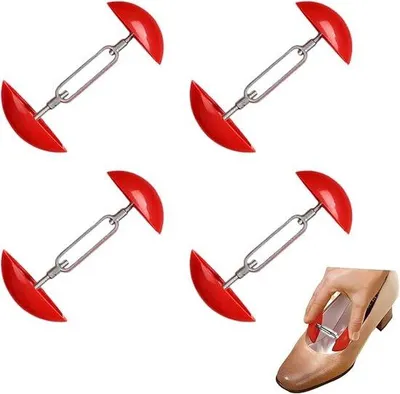 Produktbild von 4 Stelbare Damen-Schuhstretcher-Set - Roter Leder-Schuhboom, Schuhbreite-Erweiterer, Schuhformgerät für breite Füße - ideal für Sandalen mit hohen Absätzen, Lederstiefel