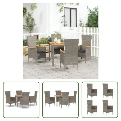 Produktbild von The Living Store 5-tlg. Garten-Essgruppe mit Kissen Grau Poly Rattan