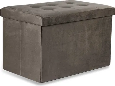 Image de Pouf - Leobert - Xl - Velours Marron - 60 X 38 X 38 Cm