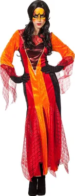 Produktbild von Teufel Kostüm Damen lang rot orange schwarz mit Tüll Größe: 40
