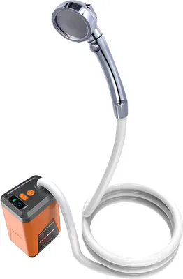 A portable electric shower with a pump and shower head.
