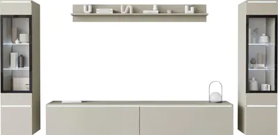 Produktbild von MIRJAN24 Wohnwand Vera II, Stilvoll Wohnzimmer-Set, TV-Schrank, Modern Mediawand (Cashmerebeige, mit Beleuchtung)