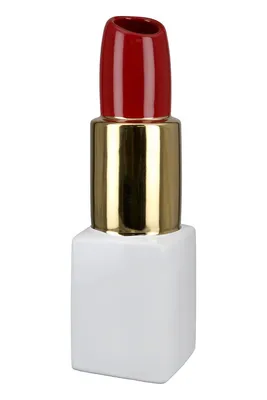 Image de Gilde Vase, "Milano", Keramik, rot, goldfarben, VE 2, L. 9 cm, B. 9 cm, H. 30 cm 32488 4063387324882