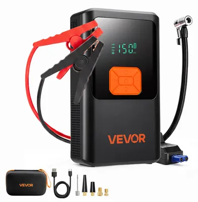 Produktbild von VEVOR Starthilfe Powerbank 4000 A Tragbarer Starthilfegerät Starter Booster für 9 L Benzin & 8 L Dieselmotoren, 150 psi Reifendruck, LED-Taschenlampe, ABS-PC-Gehäuse, Verpolungs- und Kurzschlussschutz