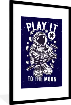 Produktbild von MuchoWow® MuchoWow® Gerahmtes Poster Astronaut - Weltraum - DJ - Vintage 60x90 cm - Poster mit zchwarzem Bilderrahmen - Dekoration - Wandposter Wohnzimmer - Hochwertig