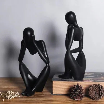 Productafbeelding van Unyqoos® Denkbeeld-sculptuur van milieuvriendelijk hars – abstracte, holle figuur, moderne decoratie voor woonkamer, thuiswerkplek, theesalon, 11,5 x 9 x 23 cm, 280 g