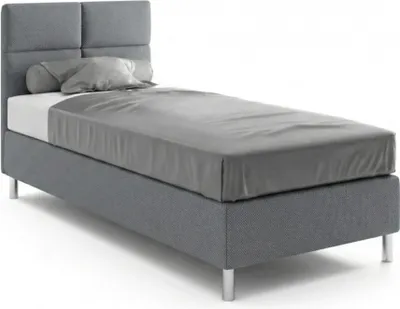 Obrázok produktu pre Boxspring hotelová posteľ 90x200 cm Sivá - Vodeodolné čalúnenie - Ideálna pre penzióny a hotely - Možnosť spojiť do manželskej postele - SIMI