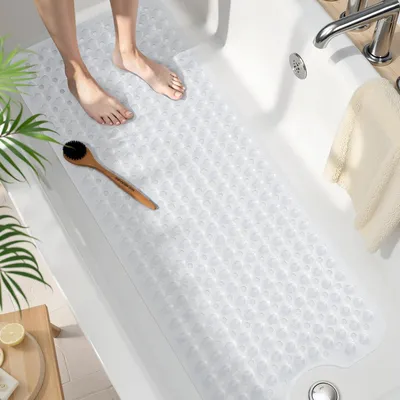 Immagine prodotto di Tappetino antiscivolo per vasca da bagno, 100 x 40 cm, senza BPA, ad asciugatura rapida, lavabile in lavatrice, trasparente