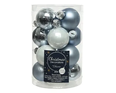 Produktbild von Weihnachtsbaumkugeln Glas Ø 3,5 cm 16 Stück blau mix hell