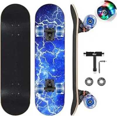 Produktbild von Skateboard mit Bunte LED-Räder für Anfänger - Komfortabel und Praktisch