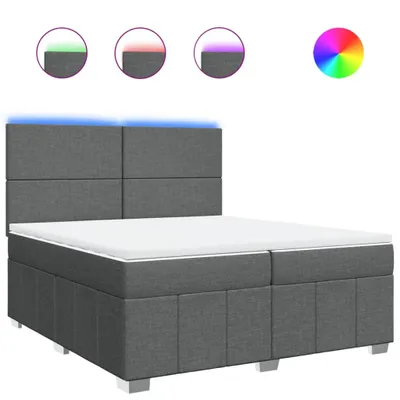 Productafbeelding van vidaXL Boxspringbed met matras, donkergrijs, 200x200 cm, gestoffeerd