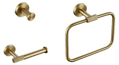 Productafbeelding van Badkameraccessoires Set Geborsteld Goud met Handdoekring en Toiletborstel