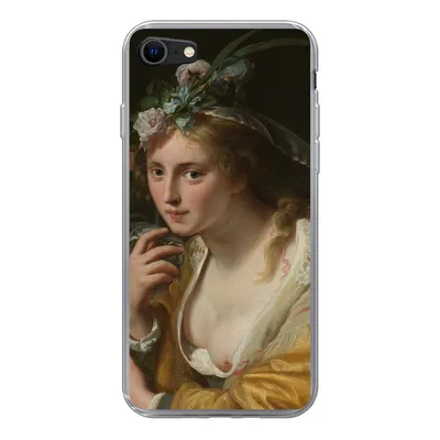 Produktbild von MuchoWow® Handyhülle Schutzhülle Hülle für iPhone SE 2020 Eine Hirtin - Gemälde von Paulus Moreelse Silikon Softcase Handy Hülle - Kartenbesitzer