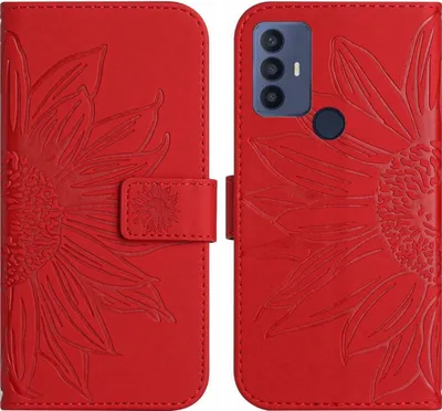 Produktbild von Mobigear Sunflower  TCL 30E Hülle Klapphülle Geldbörse - Rot