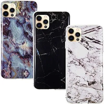 Produktbild von CLM-Tech Hülle 3x kompatibel mit Apple iPhone 13 Pro - TPU Silikon-Hülle Case Schutzhülle Handyhülle 3er Set - Marmor schwarz weiß mehrfarbig