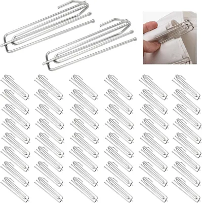 Imagen del producto de 50 ganchos de acero inoxidable de cuatro puntas para cortinas
