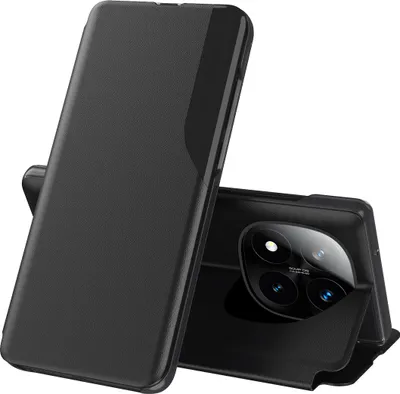 Obrázek produktu pro Flipové pouzdro pro Xiaomi Redmi Note 14 Pro+ 5G,Polyuretankůže pouzdro s okénkem a funkcí stojánku černé