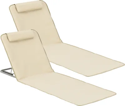 Produktbild von Strandmatte ´Donostia´ 2er Set Stahlrahmen klappbar 143 x 48 cm Beige