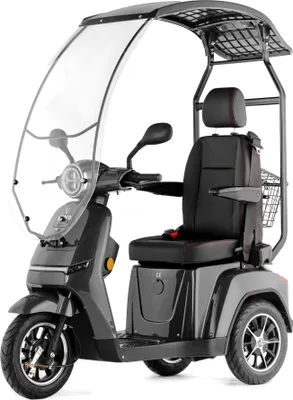 Produktbild von Elektromobil Veleco Turris mit Kapitänssitz und Dach - 800W - Seniorenmobil - Fertig montiert und fahrbereit -  LED - Hohe Rückenlehne (Grau)