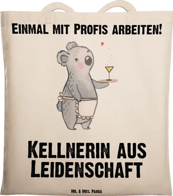 Produktbild von Mr. & Mrs. Panda Tote Bag Kellnerin Leidenschaft - Transparent - Geschenk, Tasche, Jutebeutel, Uni, Spruch, Schultasche, Ausbildung, Restaurant, Alltagstasche, Witzig