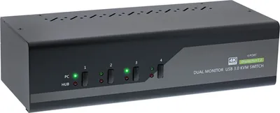Produktbild von InLine KVM Desktop Switch, 4-fach, Dual-Monitor DP 1.2, 4K, USB 3.0, Audio, 3840 x 2160 Pixel, 4K Ultra HD, Schwarz, Grau