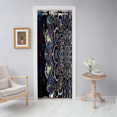 Immagine prodotto di Tenda oscurante con occhielli, motivo mandala, effetto blackout, termica, per porta, 120x200 cm, multicolore