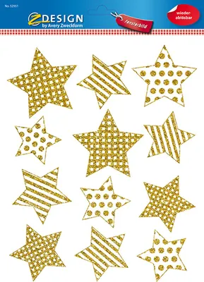Immagine prodotto di AVERY Zweckform 52951 AVERY Zweckform ZDesign Adesivo per finestre natalizie stelle oro