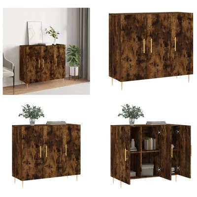 Produktbild von vidaXL Sideboard Räuchereiche 90x34x80 cm Holzwerkstoff - Sideboard - Sideboards - Schrank - Lagerschrank