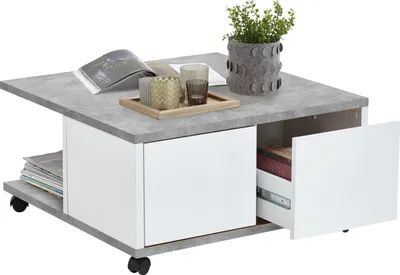 Produktbild von Couchtisch >TWIN 1< in Beton LA-weiß Edelglanz - 70x36x70cm (BxHxT)