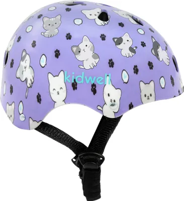 Obrázek produktu pro Dětská helma Kidwell ORIX II, velikost S (48–52 cm), fialová kočka – na kolo, koloběžku, brusle