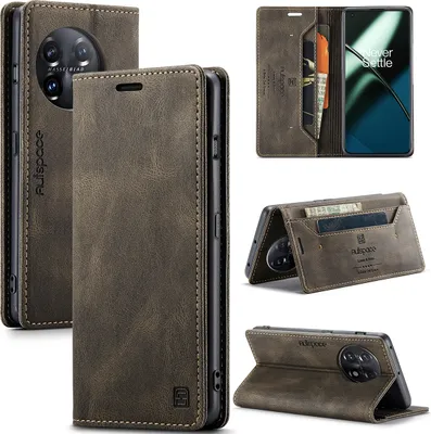 Produktbild von OnePlus 11 Hülle, Retro Kunstledertasche Stand Schutzhülle für OnePlus 11 Kupfer