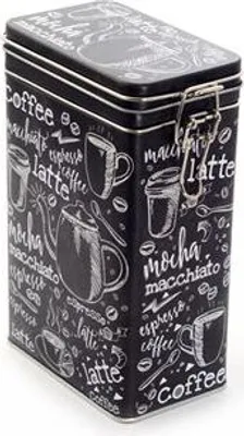 Produktbild von Rechteckige Kaffeedose im Vintage-Stil, schwarz/weiß, Retro-Blechdose für die Küche