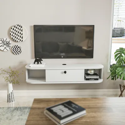 Image de Meuble TV Decorotika Ibarra pour téléviseurs jusqu'à 55 pouces | Blanc