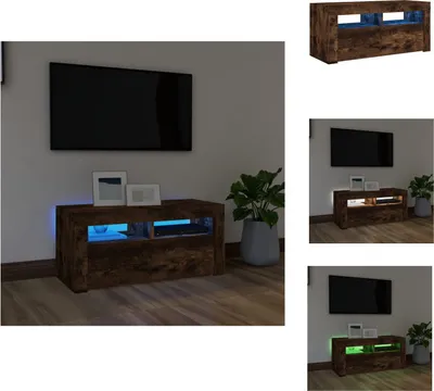 Produktbild von vidaXL TV-Schrank mit LED-Leuchten Räuchereiche 90x35x40 cm -  TV-Möbel