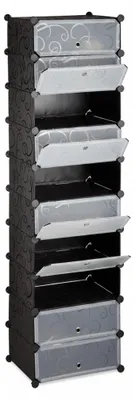 Produktbild von Relaxdays Schuhregal 10 Ebenen, Schuhschrank groß, Steckregal platzsparend, Regal DIY, HxBxT 176 x 49 x 37 cm, schwarz