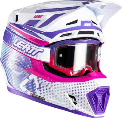 Produktbild von Leatt 7.5 V26 Motocross Helm mit Brille, weiß/pink/lila, M (57/58)
