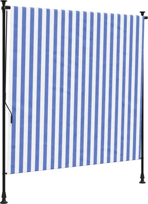 Image de vidaXL Store extérieur bleu et blanc 200x270 cm Tissu et acier