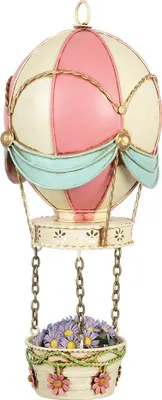 Immagine prodotto di Figura decorativa Mongolfiera Clayre & Eef Ø 14x29 cm Rosa Beige Metallo