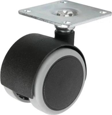 Produktbild von Möbelset mit Platte, Durchmesser 50mm/40kg, für Parkett | Möbelrad | Räder für Möbel, Bürostuhl, Beistellbett, Schreibtischstuhl, Hocker | Stuhl-Rad | Schwarz
