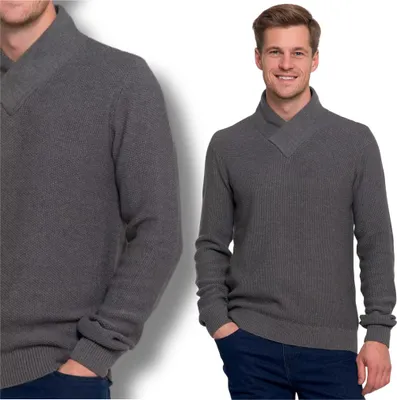 Zdjęcie produktu dla Elegancki Sweter Męski Dzianinowy Ze Stójką Dekolt Serek Wygodny Moraj M